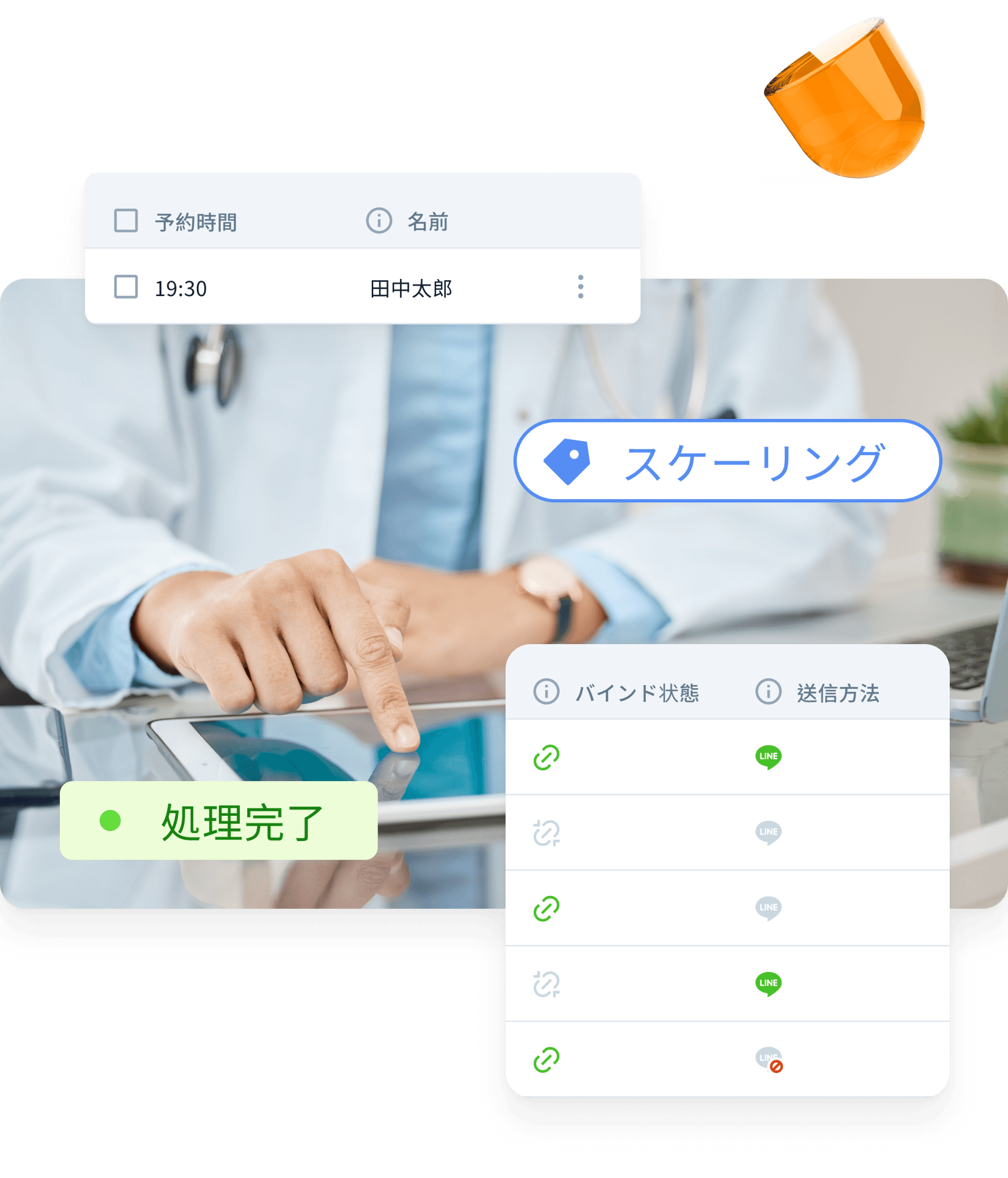 LINE公式アカウントおよび複数の電子カルテシステムを統合し、診療科、歯科、漢方医、美容医療などの全科クリニックをサポートし、予約表、患者データ、予約記録を自動同期します。